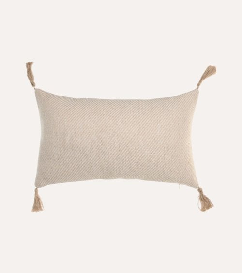 Cojín Rectangular Borlas de Yute y Algodón