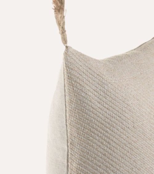 Cojín Rectangular Borlas de Yute y Algodón