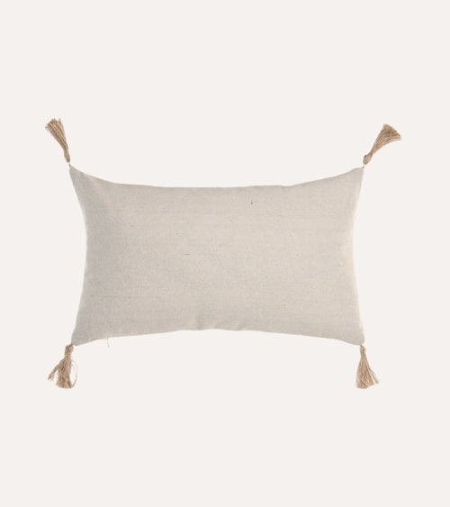 Cojín Rectangular Borlas de Yute y Algodón