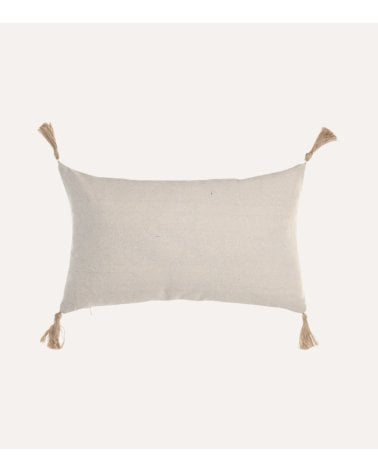 Cojín Rectangular Borlas de Yute y Algodón