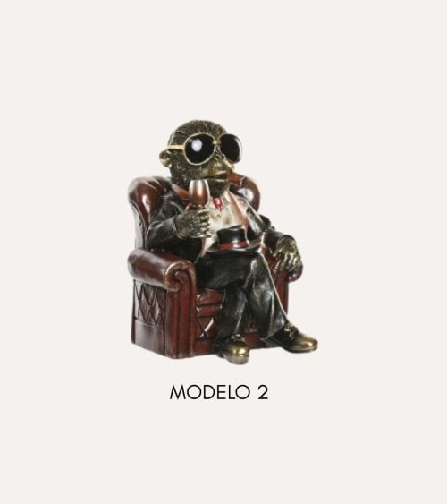 Figura Decorativa Animal en Butaca de Resina