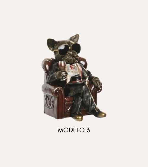 Figura Decorativa Animal en Butaca de Resina