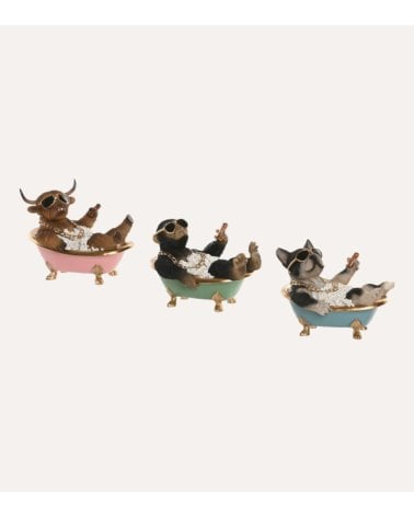 Figura Decorativa Animal en Bañera de Resina