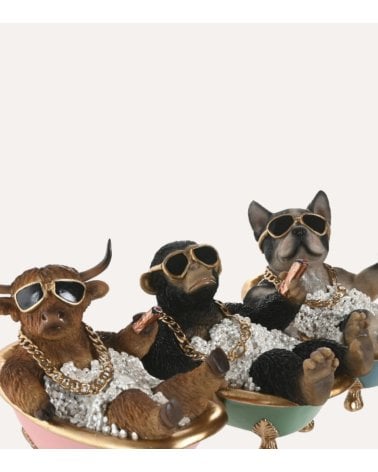 Figura Decorativa Animal en Bañera de Resina
