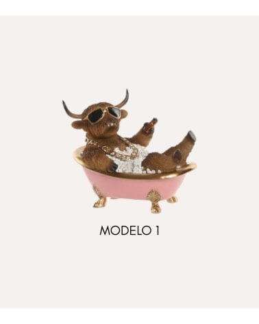 Figura Decorativa Animal en Bañera de Resina