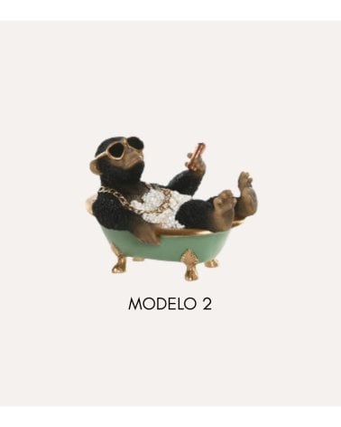 Figura Decorativa Animal en Bañera de Resina