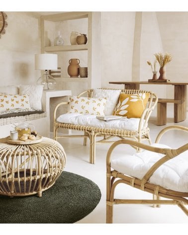 Sillón de Dos Plazas de Ratán con Cojín Incluido-4