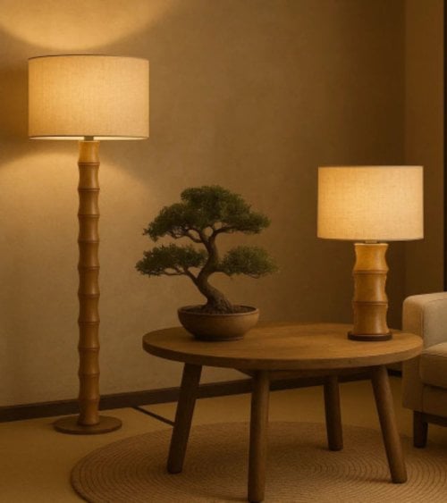 Lámpara de Pie Zen de Bambú y Yute