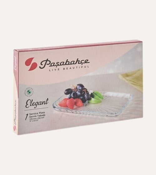 Plato de Presentación Rectangular de Cristal Acanalado