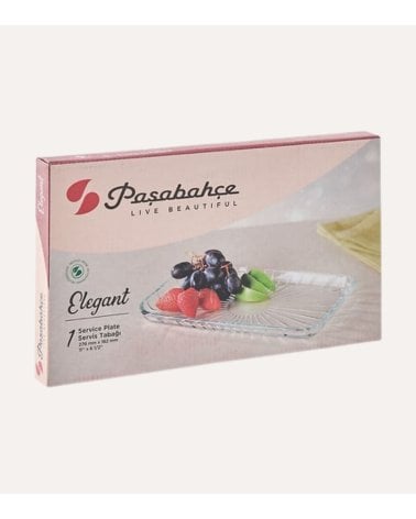 Plato de Presentación Rectangular de Cristal Acanalado