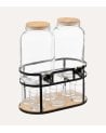 Set de 2 Dispensadores de Bebidas con 6 Vasos y Soporte