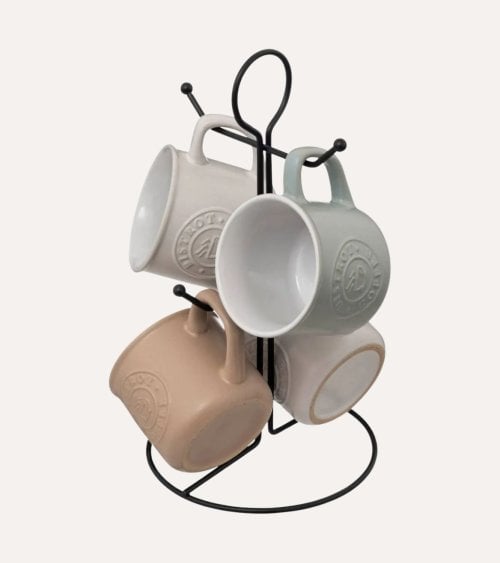 Set de 4 Tazas  Léo con Soporte