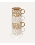 Set de 4 Tazas Leopardo con Soporte