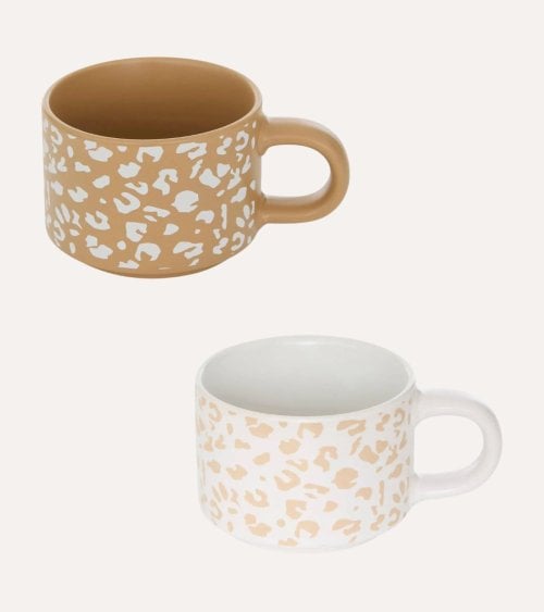 Set de 4 Tazas Leopardo con Soporte