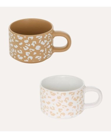 Set de 4 Tazas Leopardo con Soporte