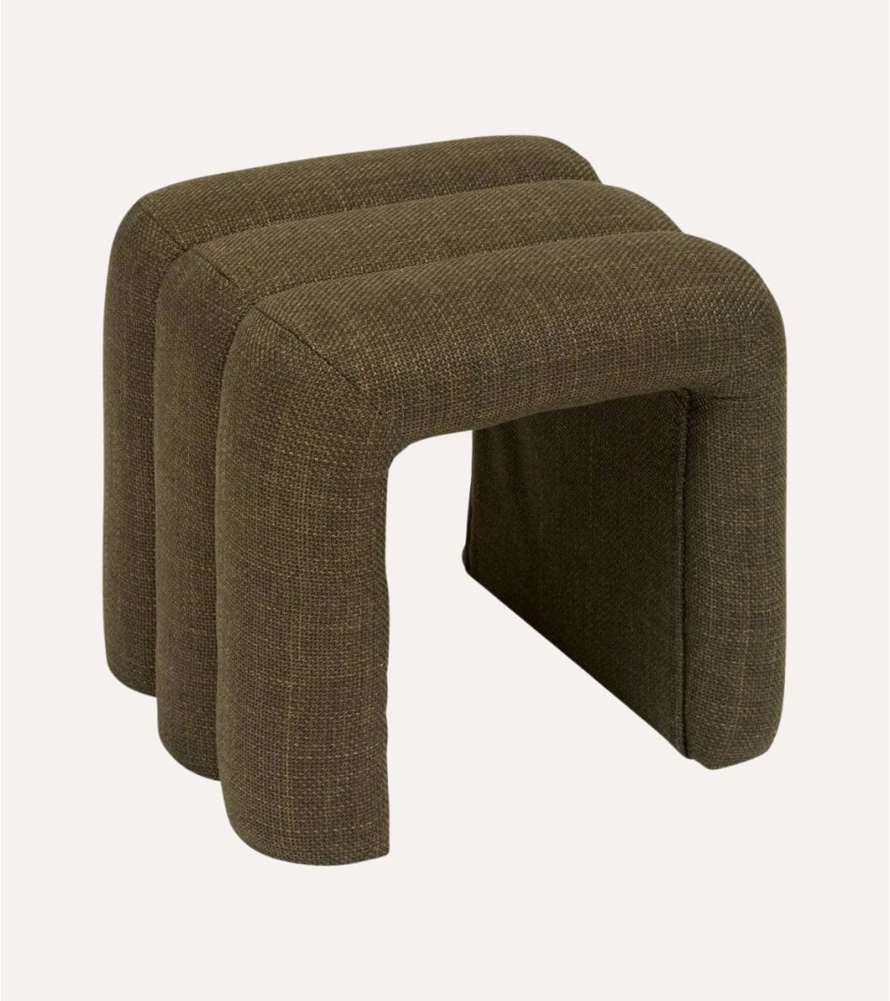 Puff Sisco de Tela y Madera Contrachapada