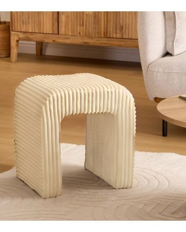 Puff Sevi Acanalado de Madera de Pino