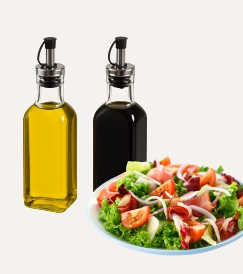 Set de Botellas Vinagrera y Aceitera de Cristal