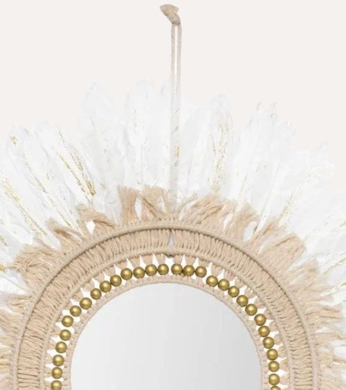 Espejo de Pared con Marco de Plumas