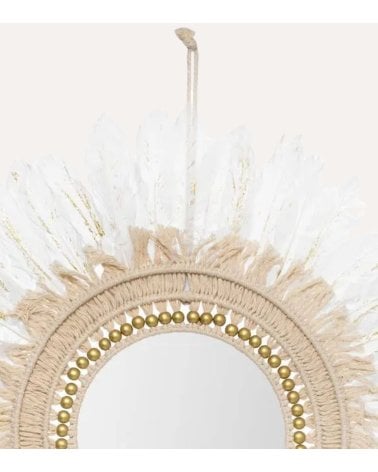Espejo de Pared con Marco de Plumas