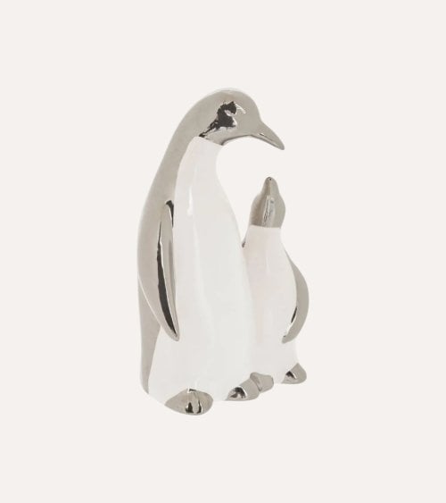 Figura Decorativa de Pigüinos de Dolomita