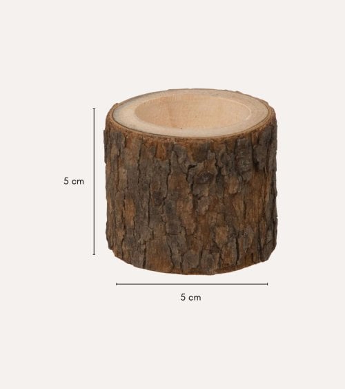 Portavelas en Forma de Tronco de Madera