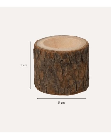 Portavelas en Forma de Tronco de Madera
