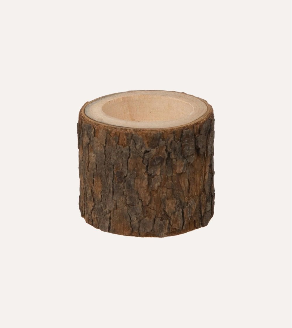 Portavelas en Forma de Tronco de Madera