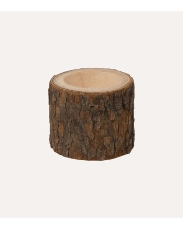 Portavelas en Forma de Tronco de Madera