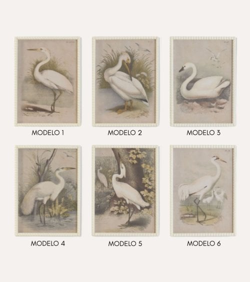 Cuadro Impreso Garza de Madera de Abeto