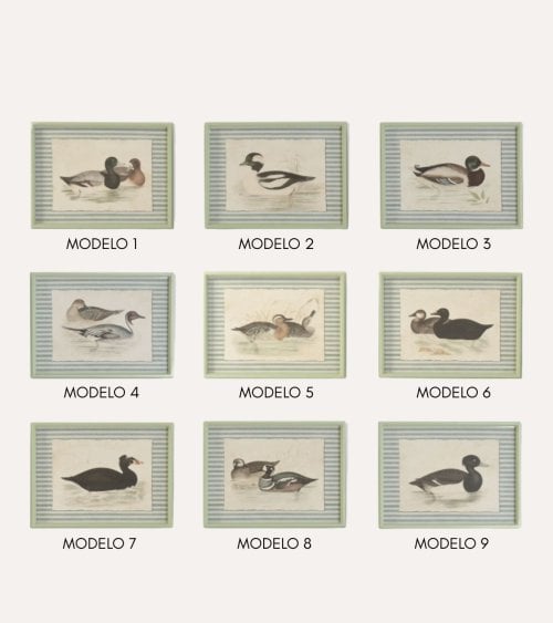 Cuadro Impreso Pato en Estanque de Madera de Abeto