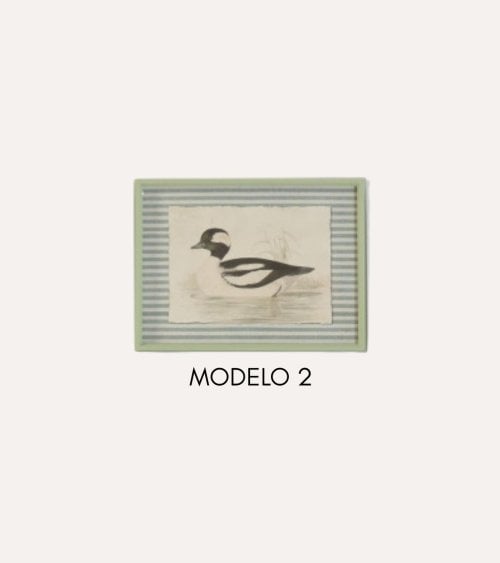 Cuadro Impreso Pato en Estanque de Madera de Abeto