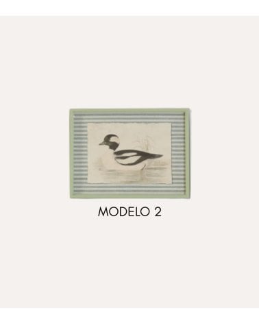 Cuadro Impreso Pato en Estanque de Madera de Abeto