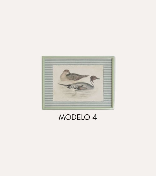 Cuadro Impreso Pato en Estanque de Madera de Abeto