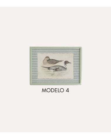 Cuadro Impreso Pato en Estanque de Madera de Abeto