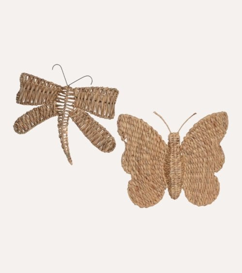 Decoración de Pared Infantil Mariposa de Fibra de Jacinto