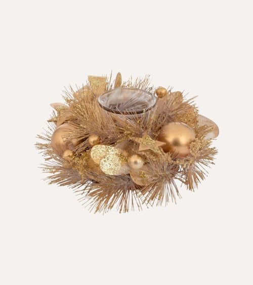 Corona Portavelas para Decoración Navideña con Base de Vidrio