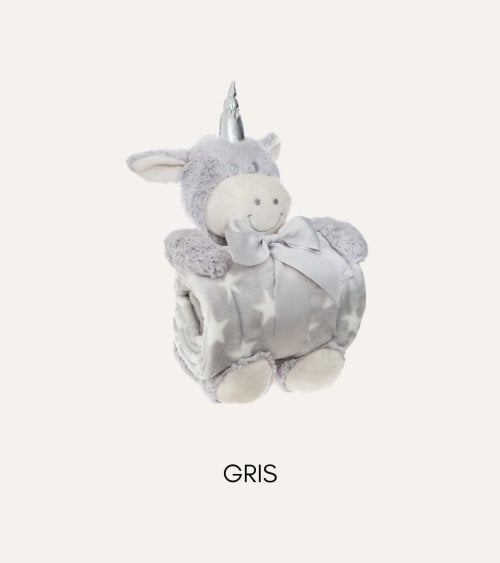Manta Plaid Infantil con Peluche de Unicornio de Poliéster