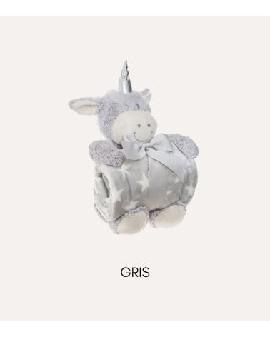 Manta Plaid Infantil con Peluche de Unicornio de Poliéster