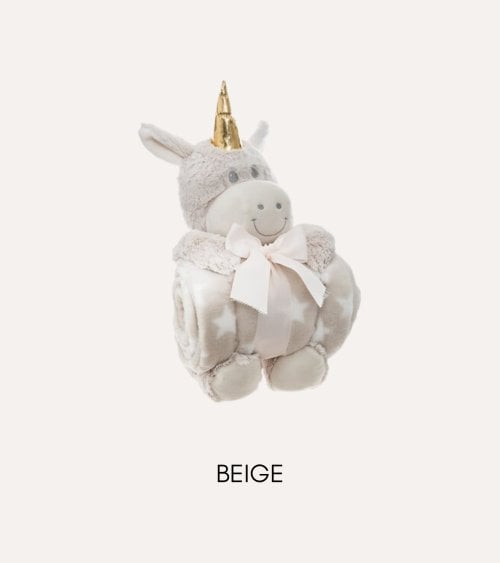 Manta Plaid Infantil con Peluche de Unicornio de Poliéster