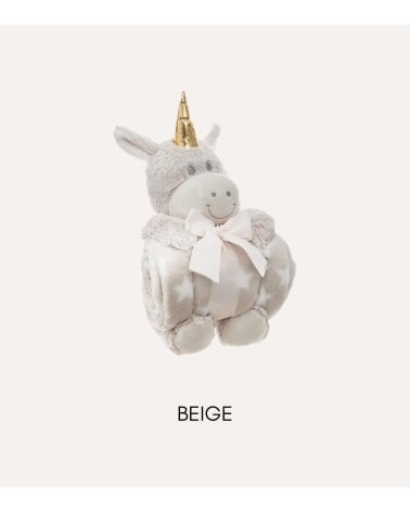Manta Plaid Infantil con Peluche de Unicornio de Poliéster