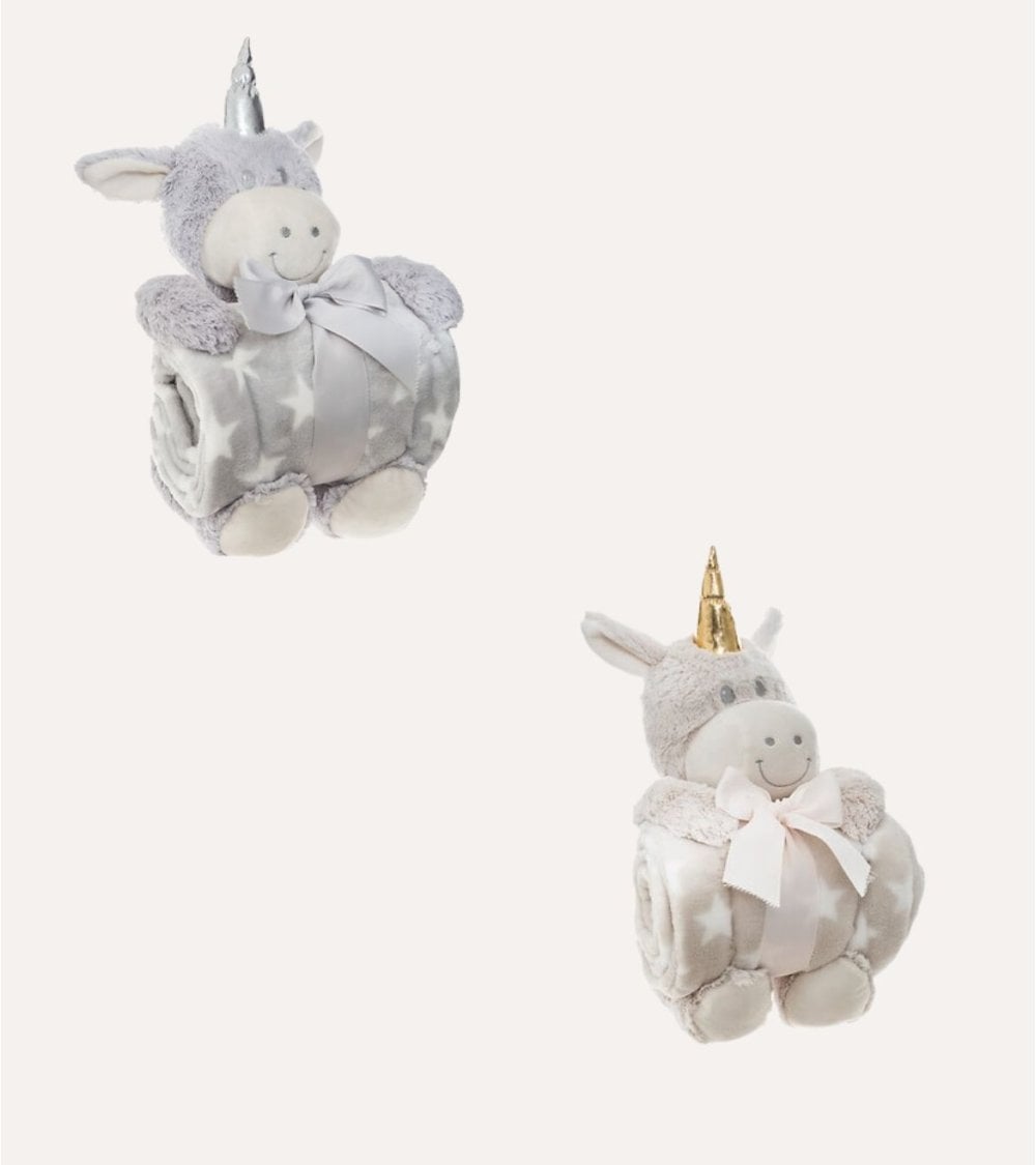 Manta Plaid Infantil con Peluche de Unicornio de Poliéster