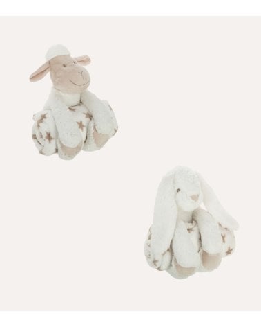 Manta Plaid Infantil con Peluche de Animal de Poliéster