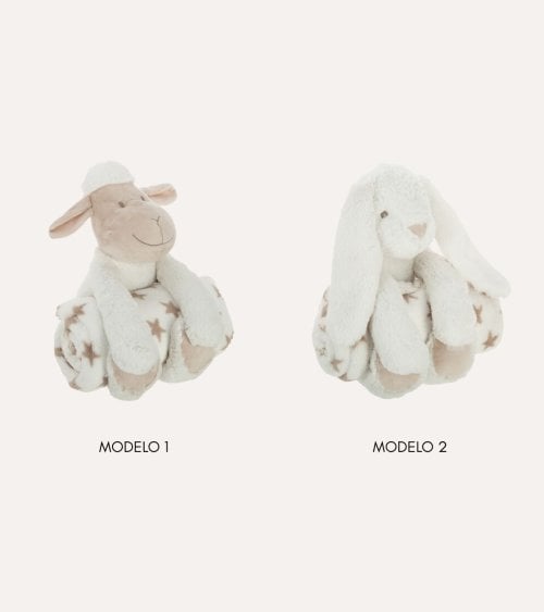 Manta Plaid Infantil con Peluche de Animal de Poliéster