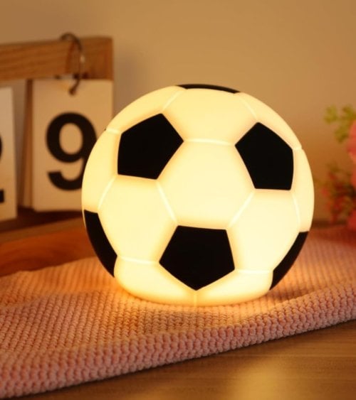 Lámpara de Mesa LED Infantil de Balón de Fútbol de Poliresina