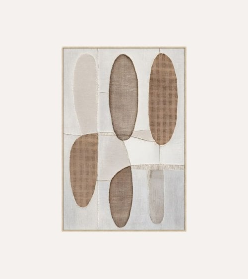 Cuadro Lienzo Abstracto de Óvalos Enlazados de Madera