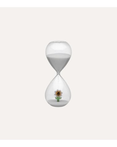 Reloj de Arena con Flor en Interior de Vidrio