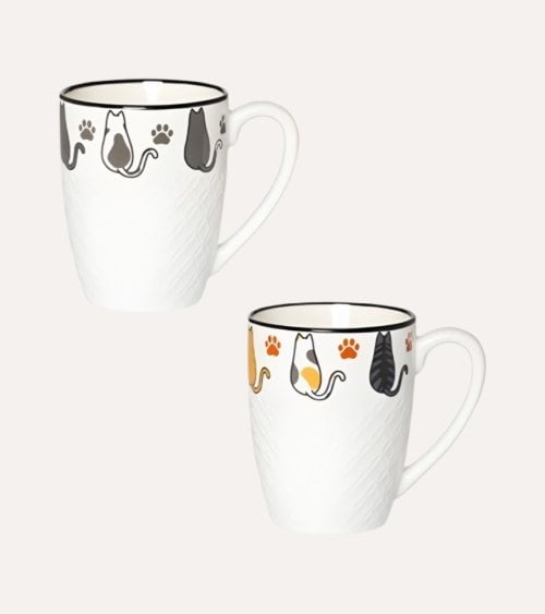 Taza Alta Gatos y Huellitas de Cerámica