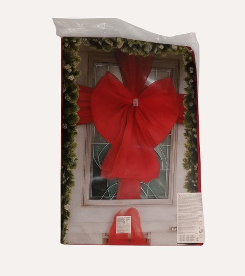 Lazo con Nudo Brillante para Decoración de Puerta Navideña