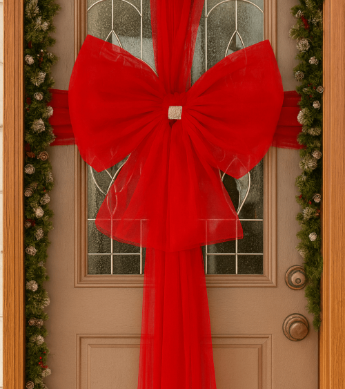 Lazo con Nudo Brillante para Decoración de Puerta Navideña